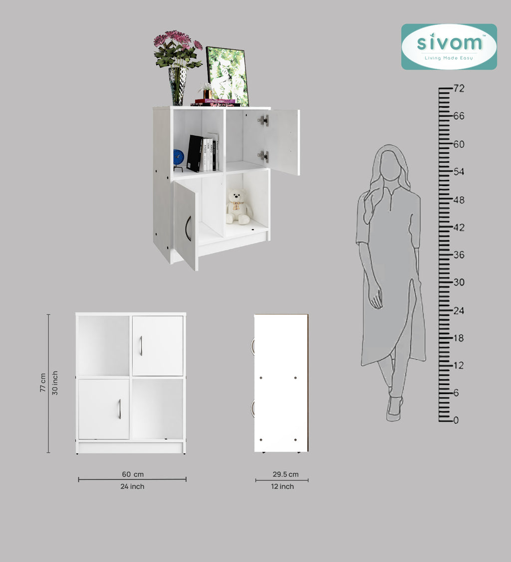 Sivom SIVOM Euro Multipurpose Storage Unit/ Engineered Wood Free Standing Cabinet for Modern Homes | Elegant Design & Premium Finish