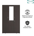 Sivom SIVOM Foldus Multipurpose 3 Door Wardrobe / Spacious Shelves with Hanging Rail Engineered Wood 3 Door Wardrobe for Modern Homes | Elegant Design & Premium Finish