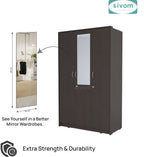 Sivom SIVOM Foldus Multipurpose 3 Door Wardrobe / Spacious Shelves with Hanging Rail Engineered Wood 3 Door Wardrobe for Modern Homes | Elegant Design & Premium Finish