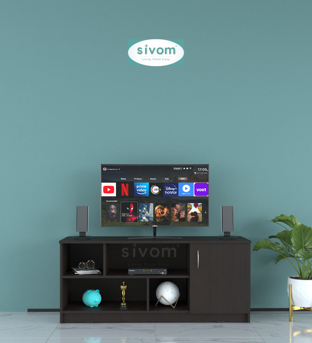 Sivom SIVOM Fortune Multipurpose TV Unit fits upto 43 inch with Storage Engineered Wood TV Entertainment Unit for Modern Homes | Elegant Design & Premium Finish