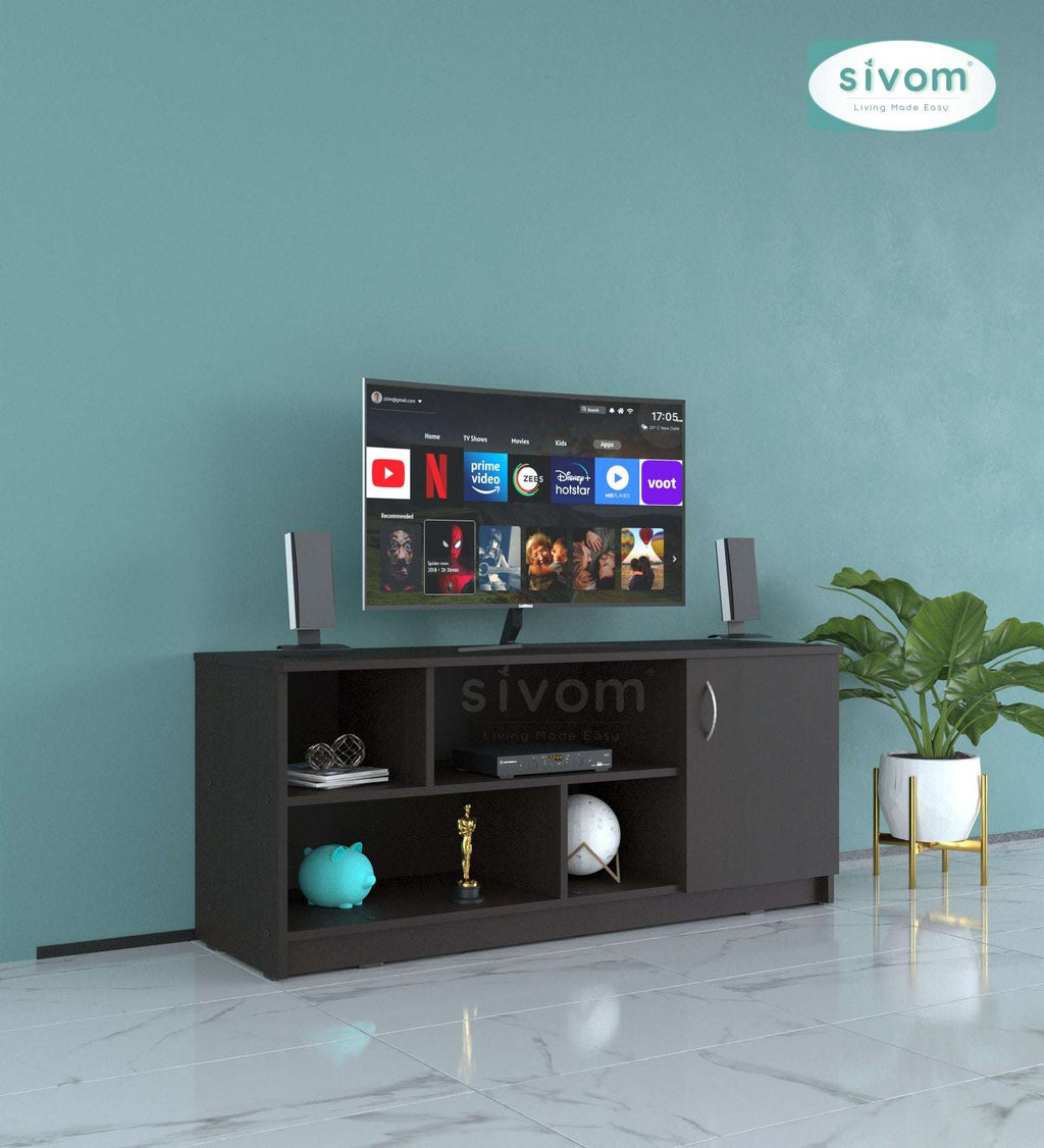 Sivom SIVOM Fortune Multipurpose TV Unit fits upto 43 inch with Storage Engineered Wood TV Entertainment Unit for Modern Homes | Elegant Design & Premium Finish