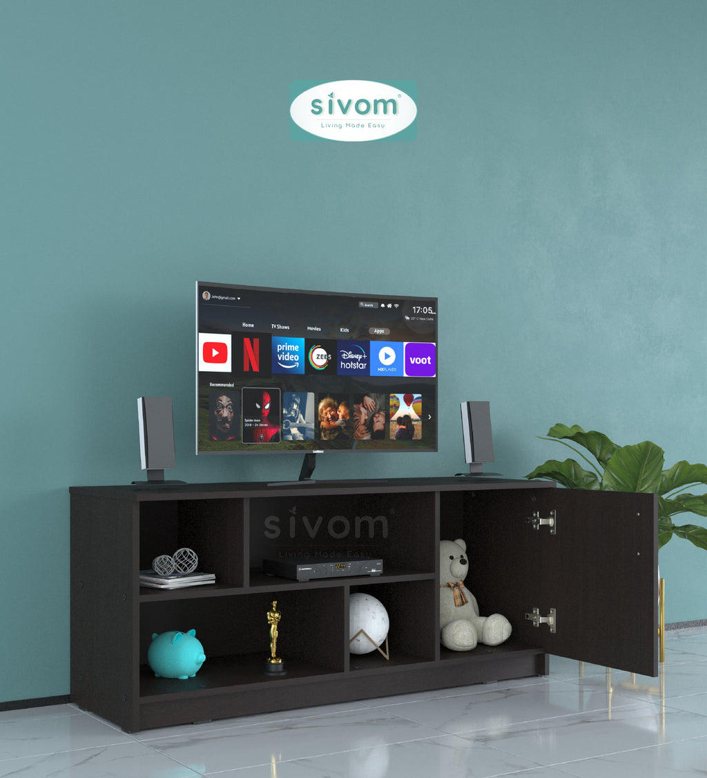 Sivom SIVOM Fortune Multipurpose TV Unit fits upto 43 inch with Storage Engineered Wood TV Entertainment Unit for Modern Homes | Elegant Design & Premium Finish