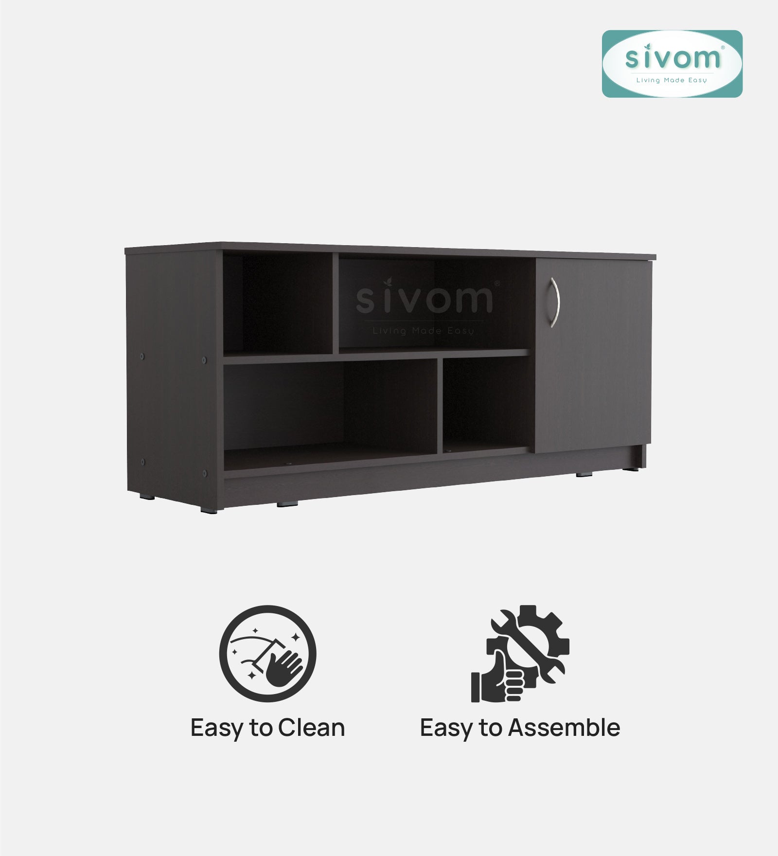Sivom SIVOM Fortune Multipurpose TV Unit fits upto 43 inch with Storage Engineered Wood TV Entertainment Unit for Modern Homes | Elegant Design & Premium Finish