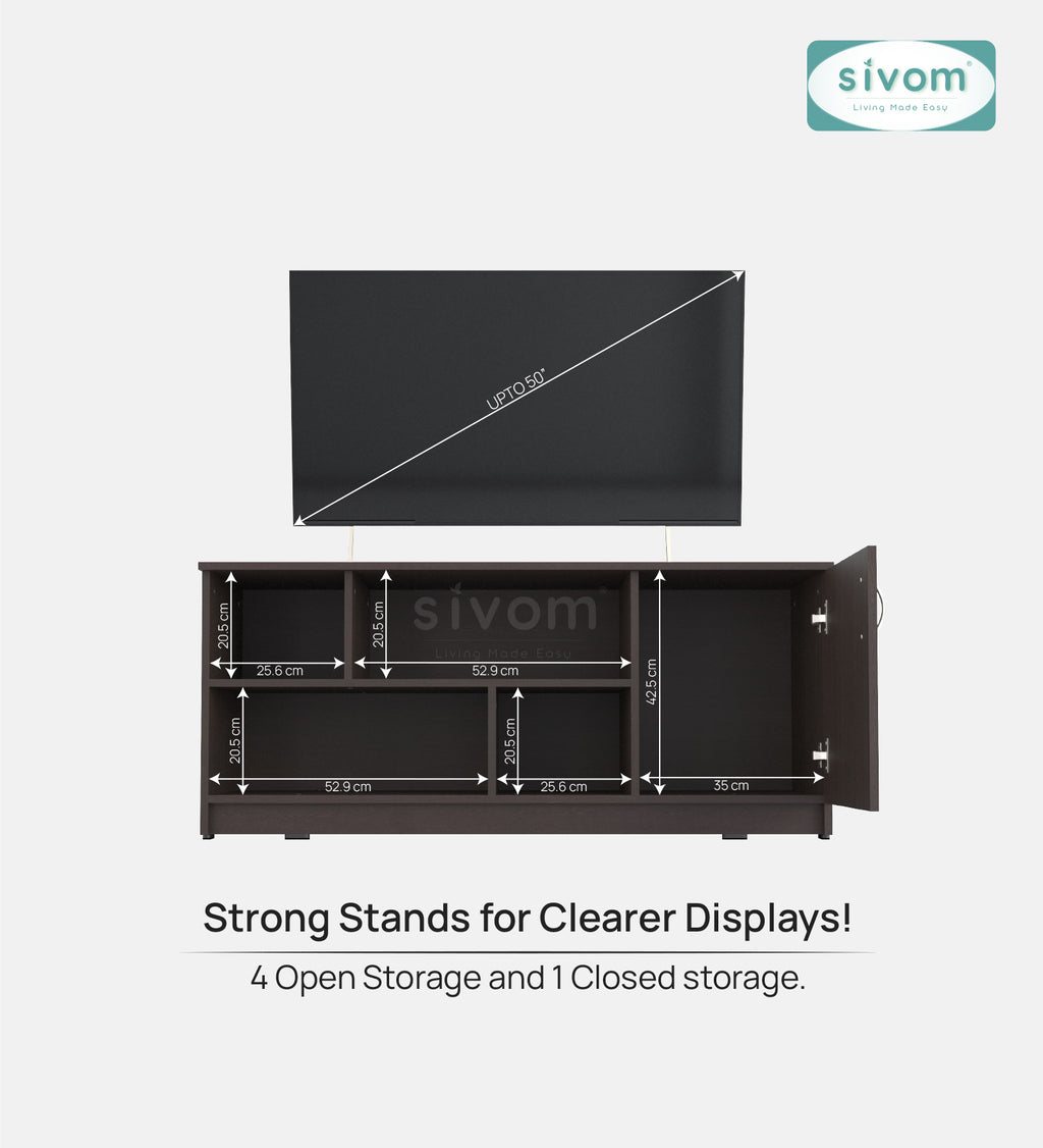 Sivom SIVOM Fortune Multipurpose TV Unit fits upto 43 inch with Storage Engineered Wood TV Entertainment Unit for Modern Homes | Elegant Design & Premium Finish