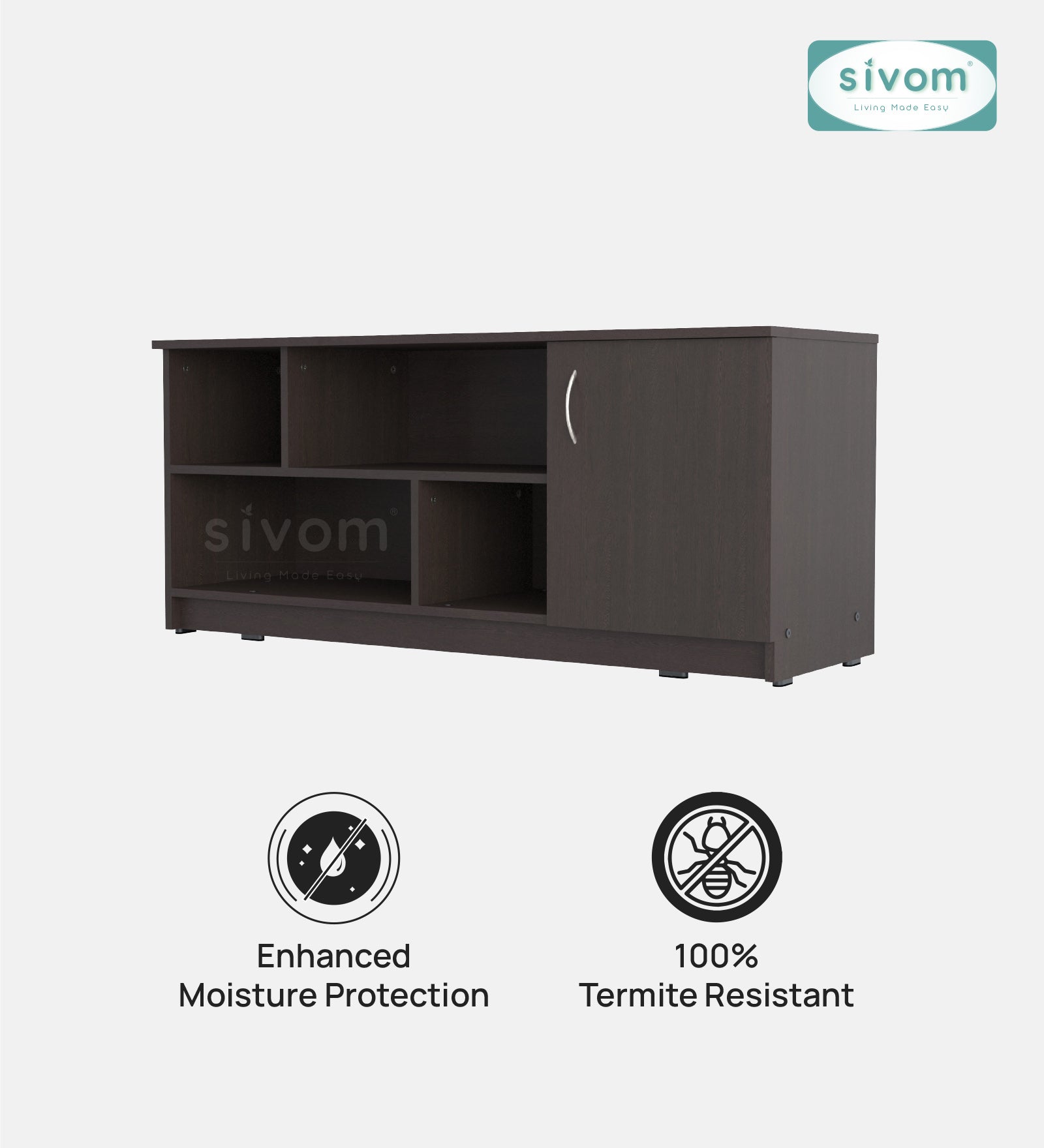 Sivom SIVOM Fortune Multipurpose TV Unit fits upto 43 inch with Storage Engineered Wood TV Entertainment Unit for Modern Homes | Elegant Design & Premium Finish