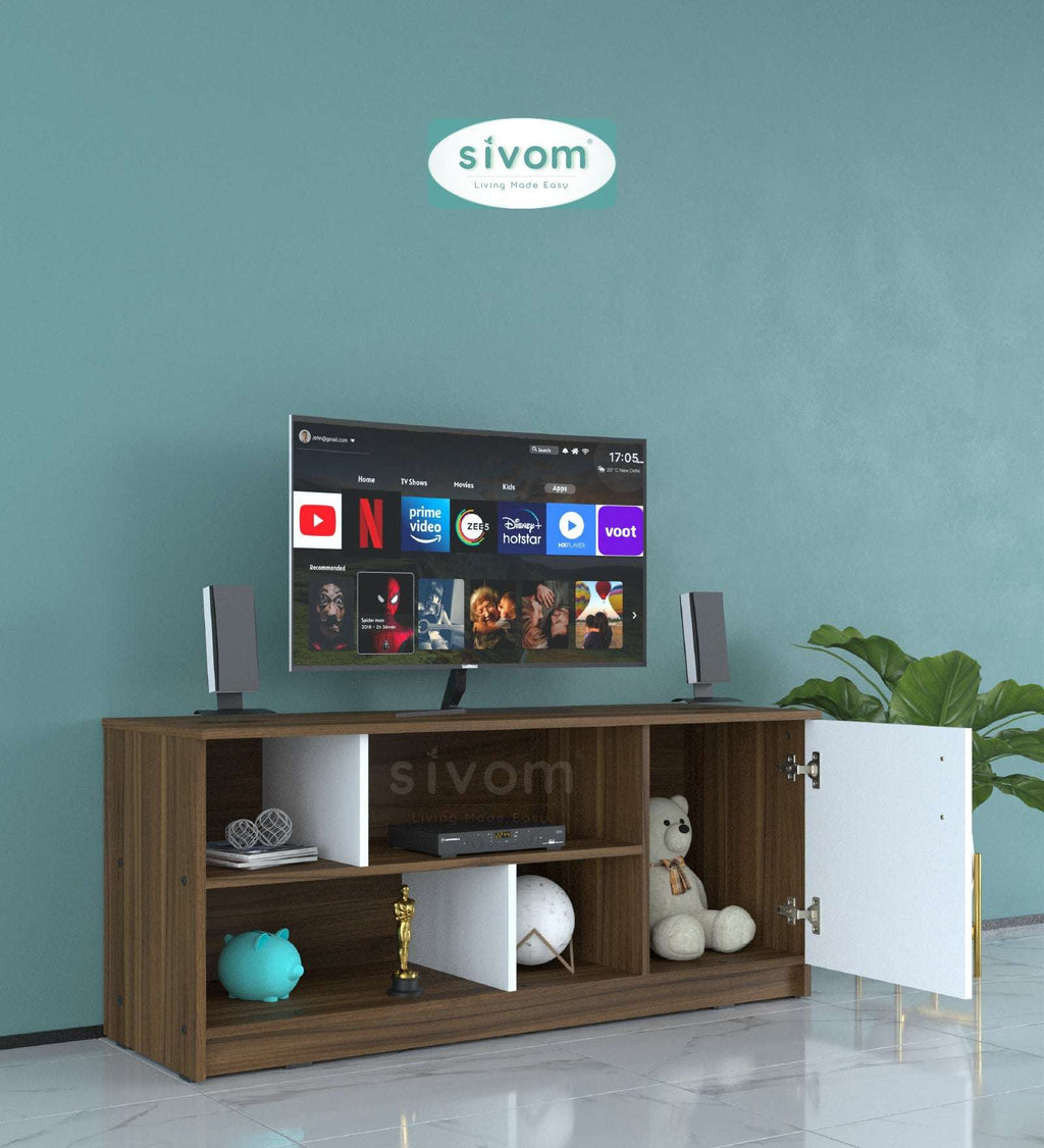 Sivom SIVOM Fortune Multipurpose TV Unit fits upto 43 inch with Storage Engineered Wood TV Entertainment Unit for Modern Homes | Elegant Design & Premium Finish