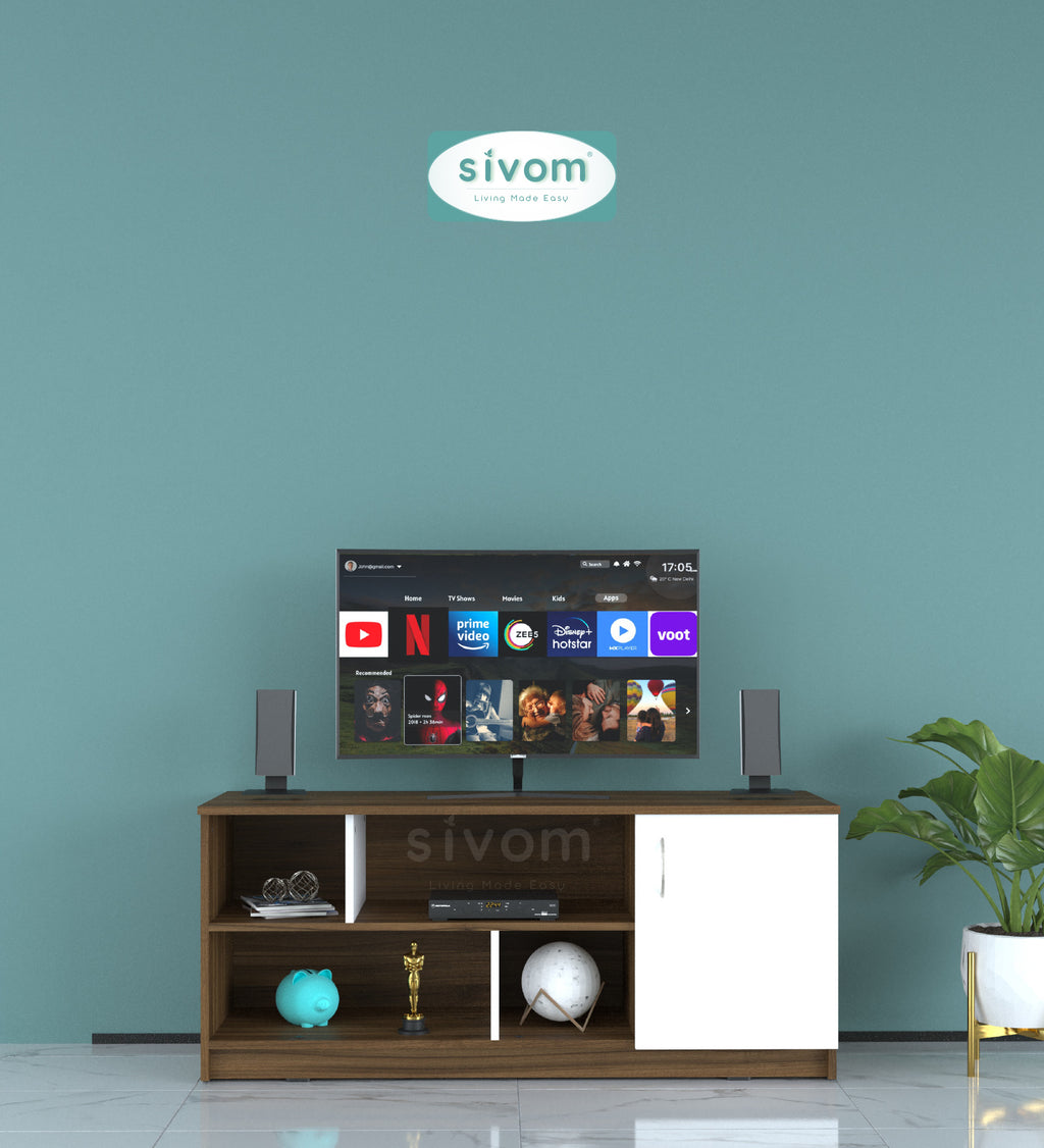 Sivom SIVOM Fortune Multipurpose TV Unit fits upto 43 inch with Storage Engineered Wood TV Entertainment Unit for Modern Homes | Elegant Design & Premium Finish