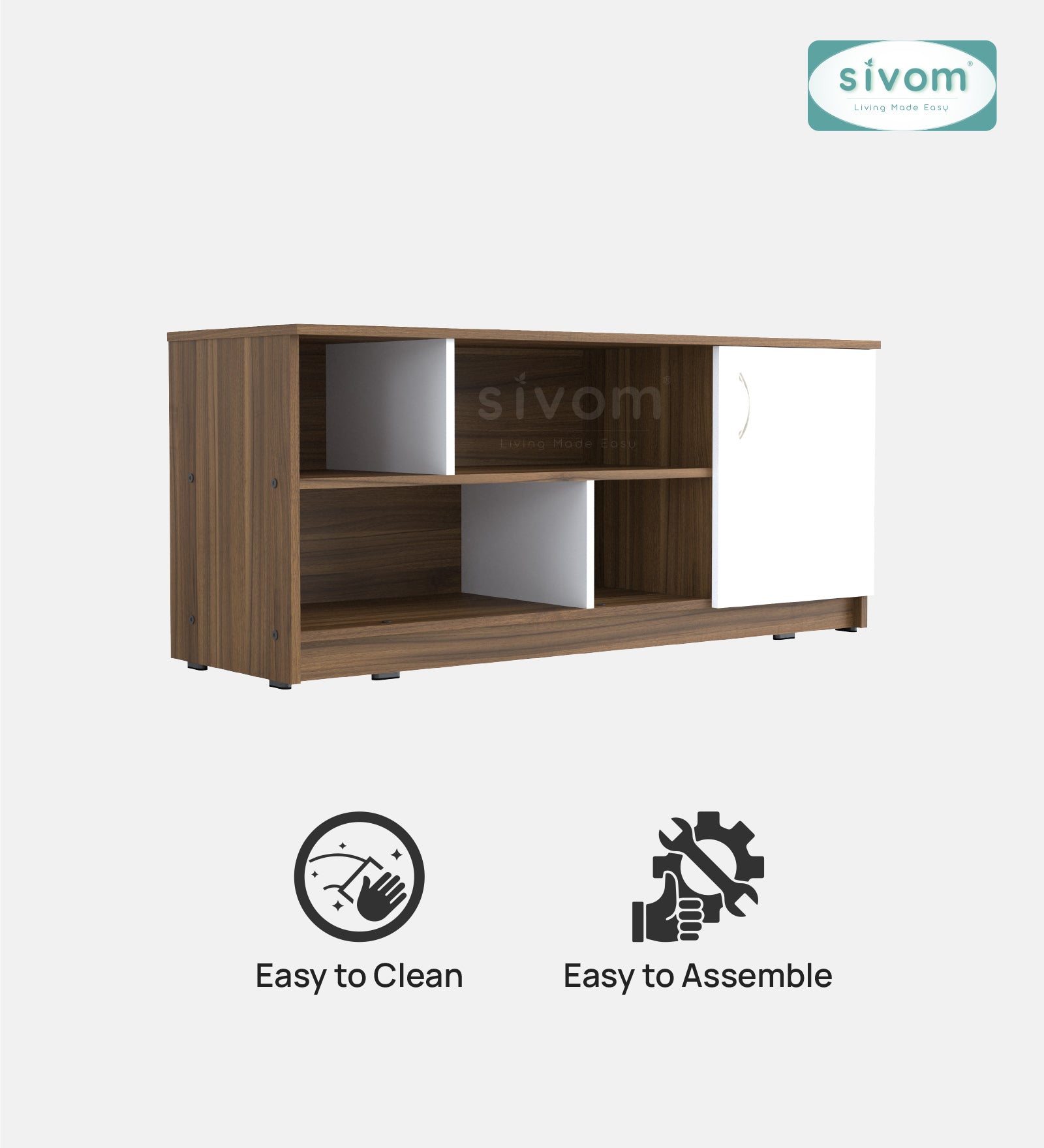 Sivom SIVOM Fortune Multipurpose TV Unit fits upto 43 inch with Storage Engineered Wood TV Entertainment Unit for Modern Homes | Elegant Design & Premium Finish