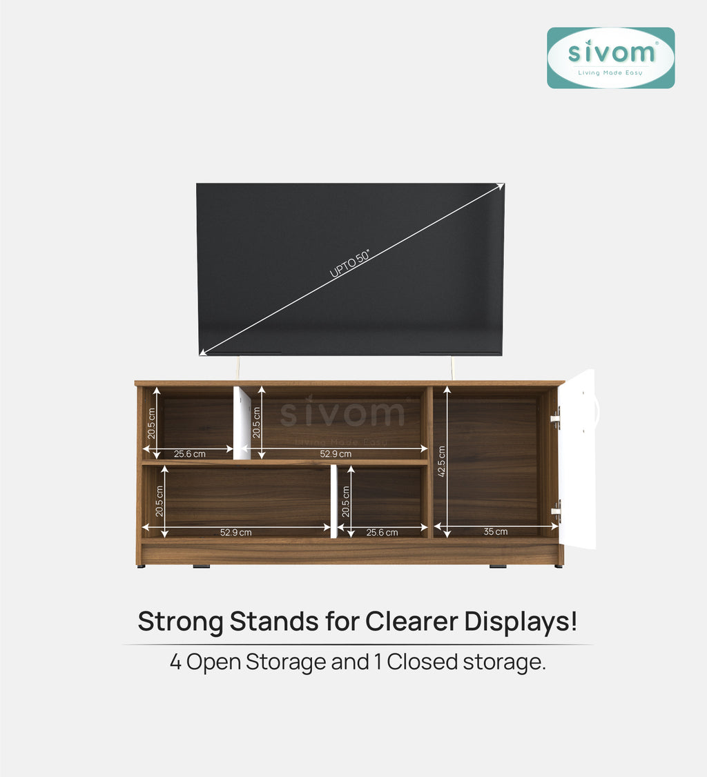 Sivom SIVOM Fortune Multipurpose TV Unit fits upto 43 inch with Storage Engineered Wood TV Entertainment Unit for Modern Homes | Elegant Design & Premium Finish