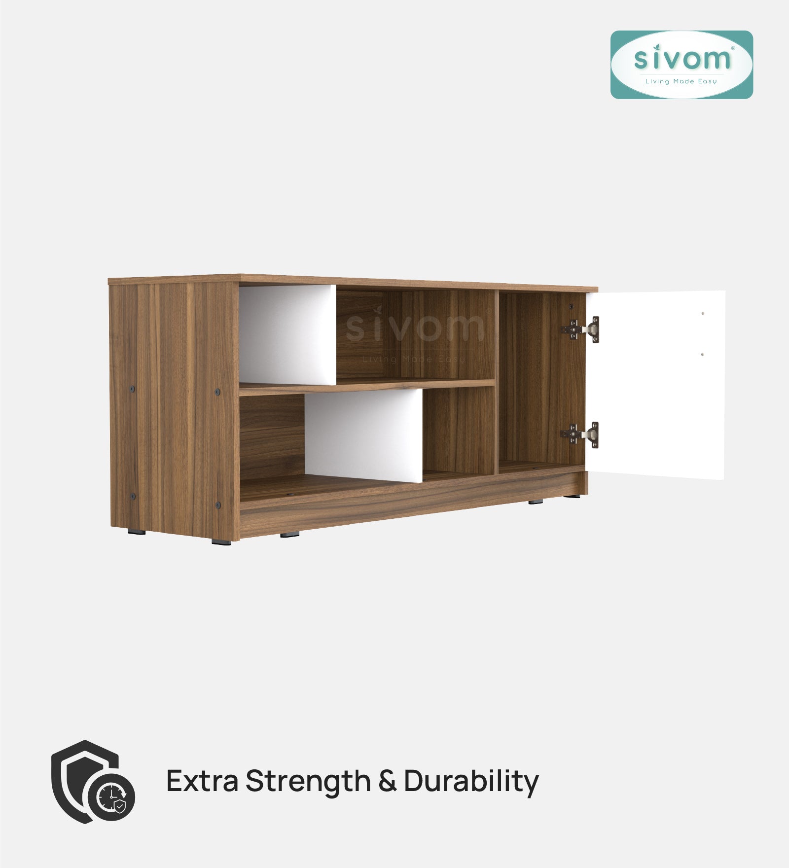 Sivom SIVOM Fortune Multipurpose TV Unit fits upto 43 inch with Storage Engineered Wood TV Entertainment Unit for Modern Homes | Elegant Design & Premium Finish