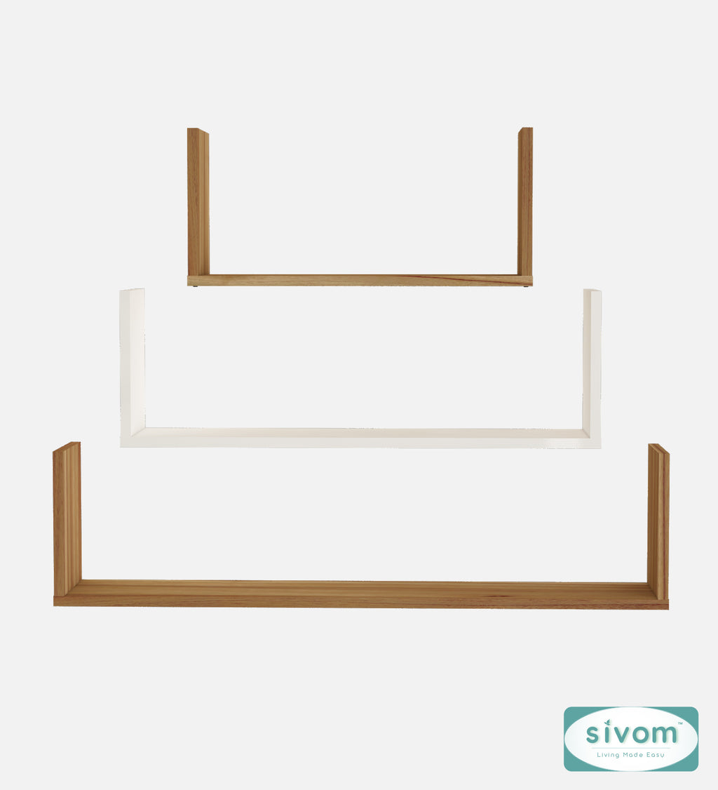 Sivom SIVOM KITE Multipurpose Modular Wall Racks/Shelves/Organiser/Décor Particle Board Wall Shelf (Number of Shelves - 3, ) for Modern Homes | Elegant Design & Premium Finish