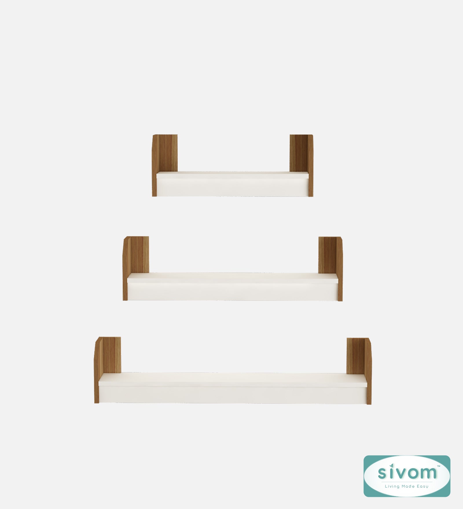 Sivom SIVOM REMI Multipurpose Modular Wall Racks/Shelves/Organiser/Décor Particle Board Wall Shelf (Number of Shelves - 3, ) for Modern Homes | Elegant Design & Premium Finish