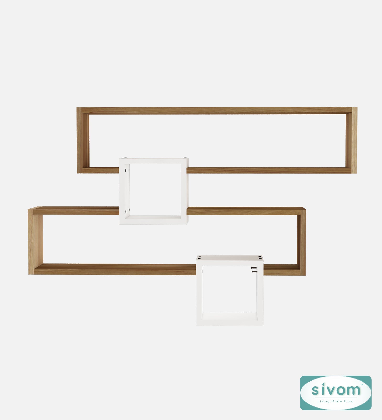 Sivom SIVOM CLAY Multipurpose Modular Wall Racks/Shelves/Organiser/Décor Particle Board Wall Shelf (Number of Shelves - 4, ) for Modern Homes | Elegant Design & Premium Finish