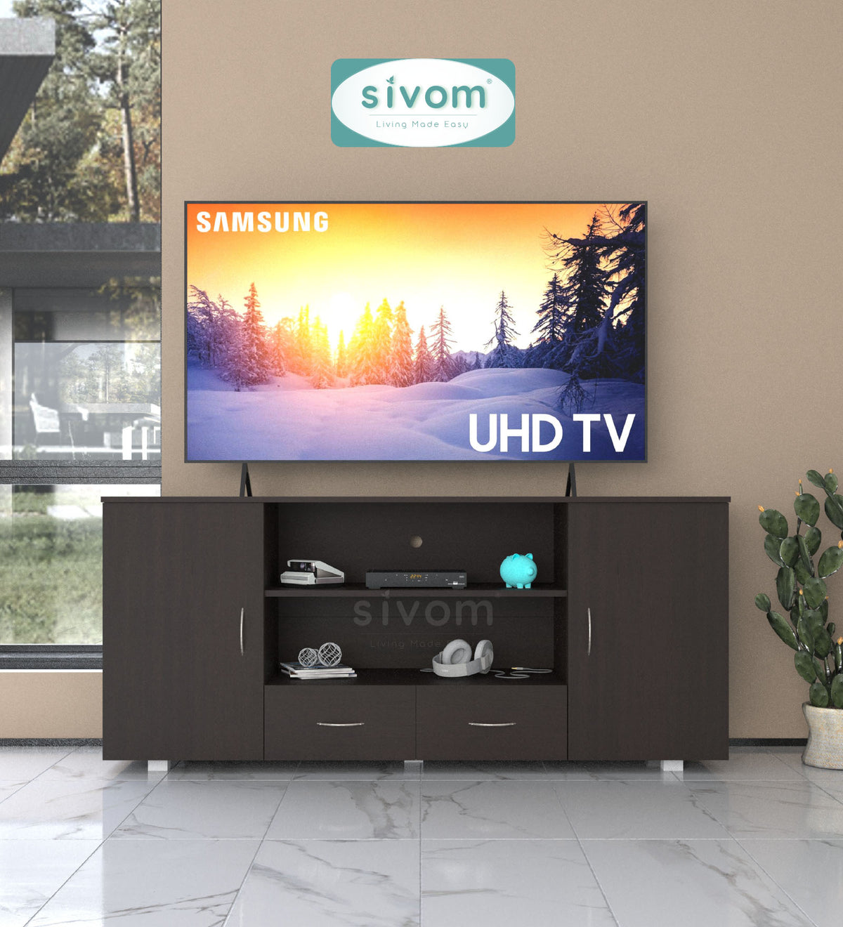 Sivom furniture SIVOM GALVEN Multipurpose TV Unit fits upto 43 inch with Storage Engineered Wood TV Entertainment Unit for Modern Homes | Elegant Design & Premium Finish (Copy) (Copy) (Copy)