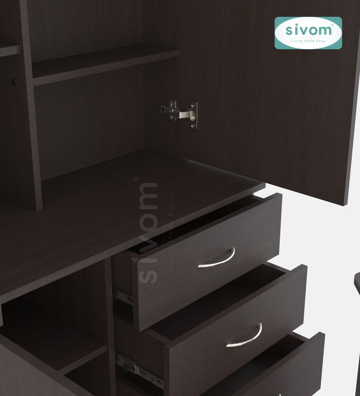 Sivom SIVOM Gilly Dressing Table with Stool Engineered Wood Dressing Table for Modern Homes | Elegant Design & Premium Finish