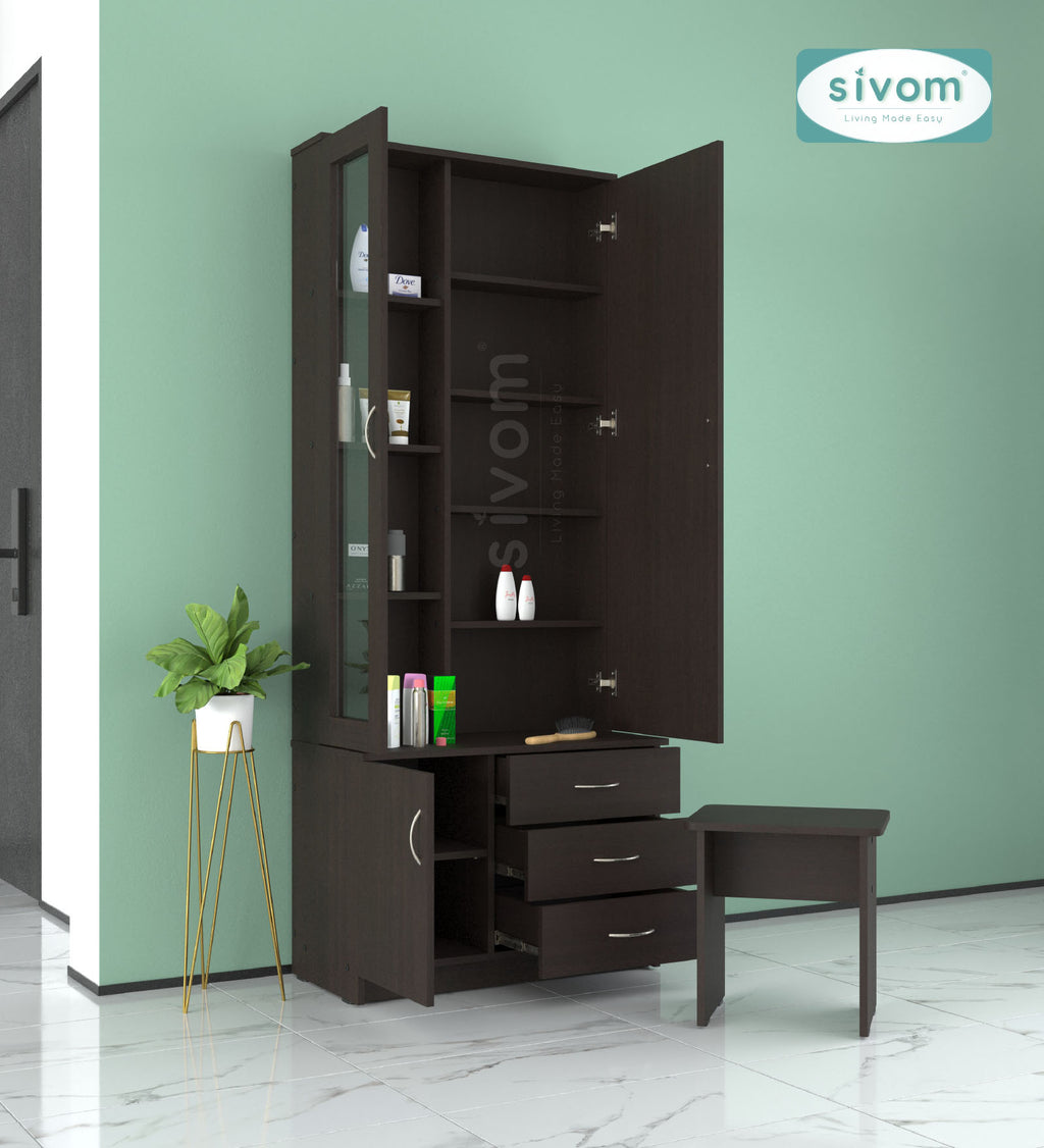 Sivom SIVOM Gilly Dressing Table with Stool Engineered Wood Dressing Table for Modern Homes | Elegant Design & Premium Finish