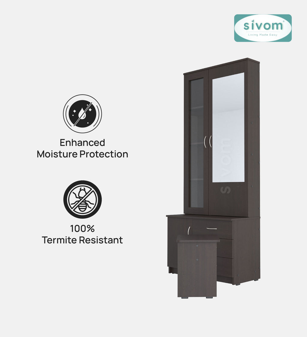 Sivom SIVOM Gilly Dressing Table with Stool Engineered Wood Dressing Table for Modern Homes | Elegant Design & Premium Finish