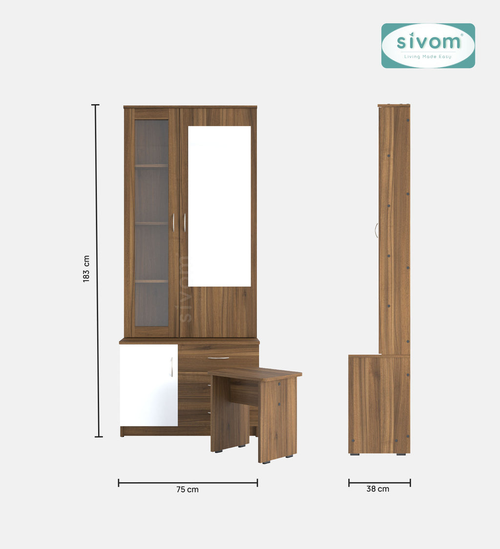 Sivom SIVOM Gilly Dressing Table with Stool Engineered Wood Dressing Table for Modern Homes | Elegant Design & Premium Finish