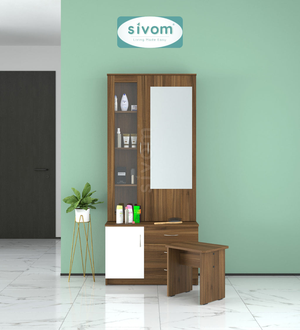 Sivom SIVOM Gilly Dressing Table with Stool Engineered Wood Dressing Table for Modern Homes | Elegant Design & Premium Finish