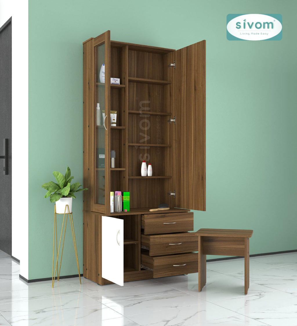 Sivom SIVOM Gilly Dressing Table with Stool Engineered Wood Dressing Table for Modern Homes | Elegant Design & Premium Finish