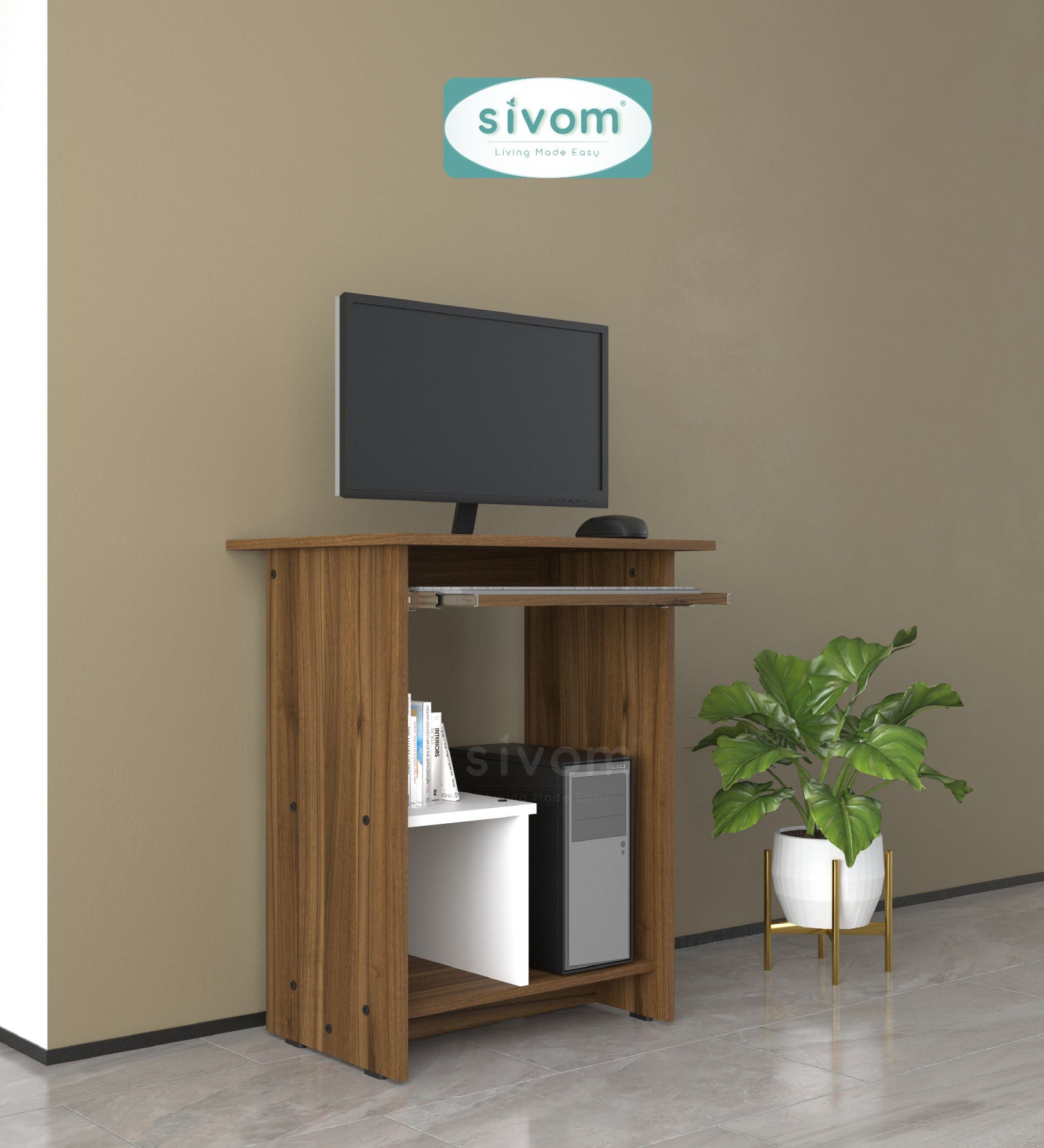 SIVOM Globo Study/Home Office Engineered Wood Computer Desk for Modern Homes | Elegant Design & Premium Finish