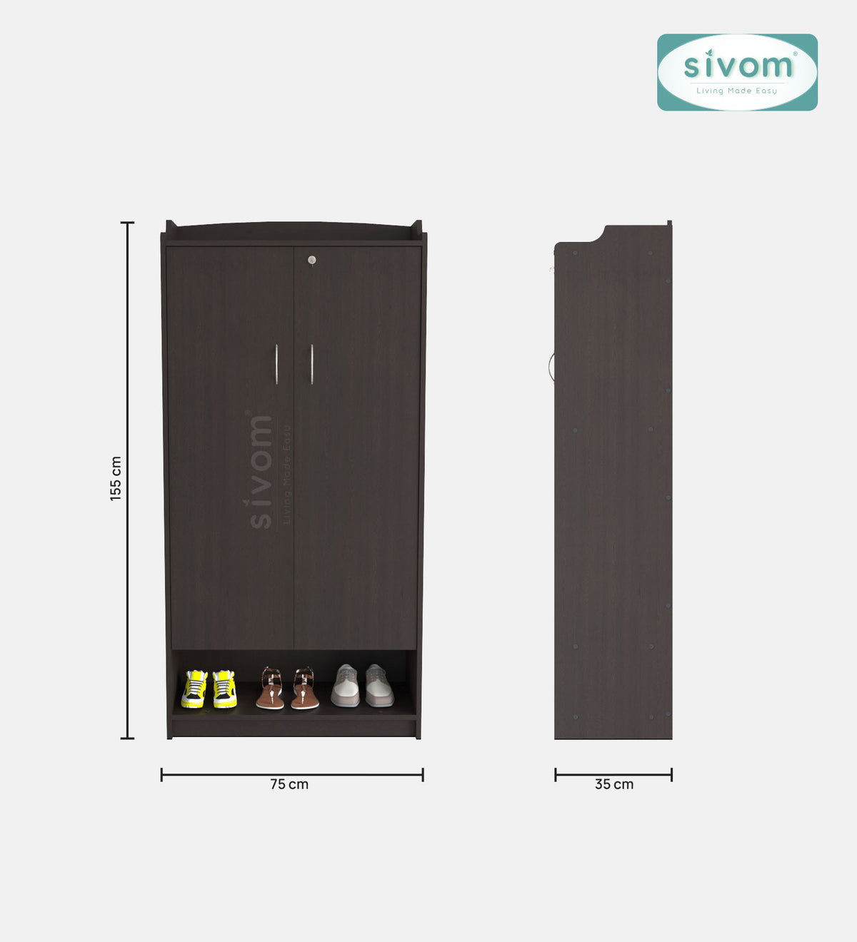 SIVOM Gravity Engineered Wood Shoe Rack (, 4 Shelves, Knock Down) for Modern Homes | Elegant Design & Premium Finish