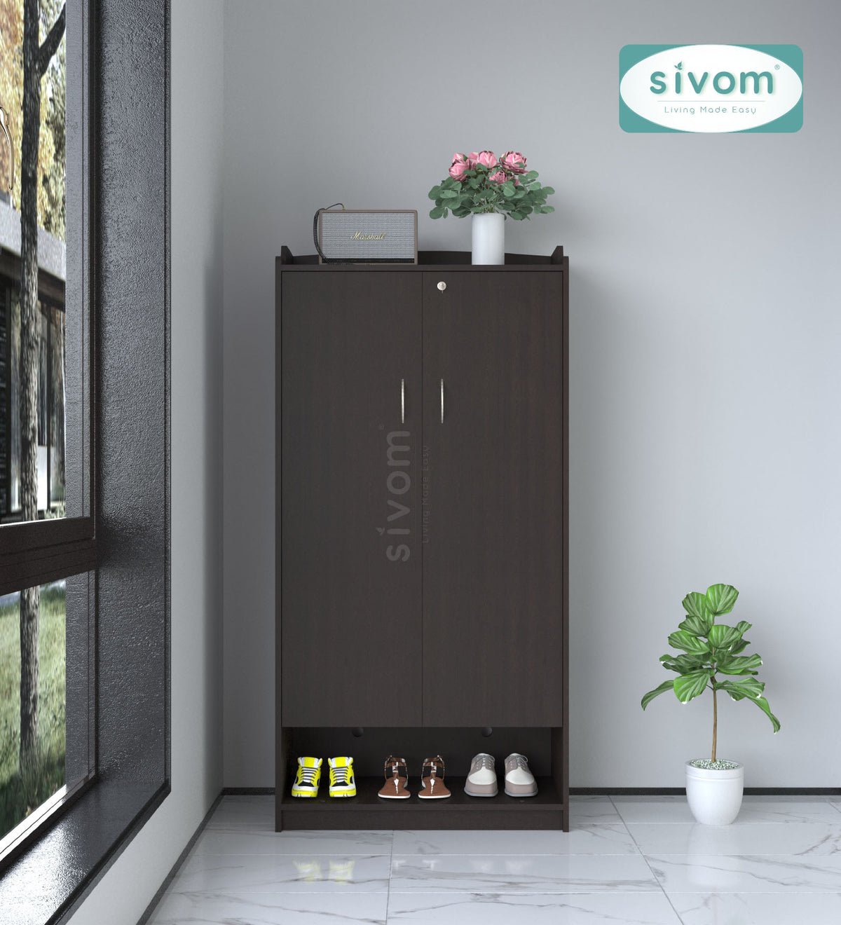 SIVOM Gravity Engineered Wood Shoe Rack (, 4 Shelves, Knock Down) for Modern Homes | Elegant Design & Premium Finish