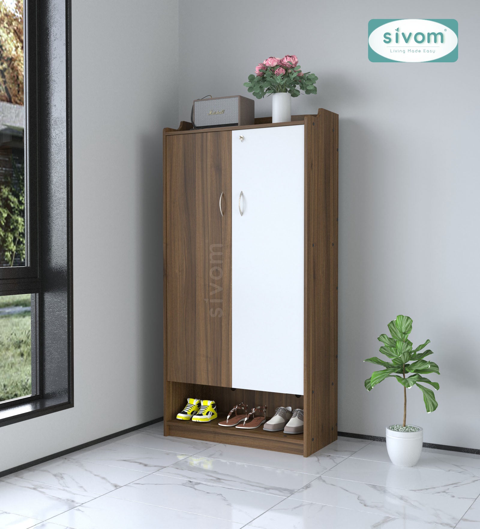 SIVOM Gravity Engineered Wood Shoe Rack (, 4 Shelves, Knock Down) for Modern Homes | Elegant Design & Premium Finish