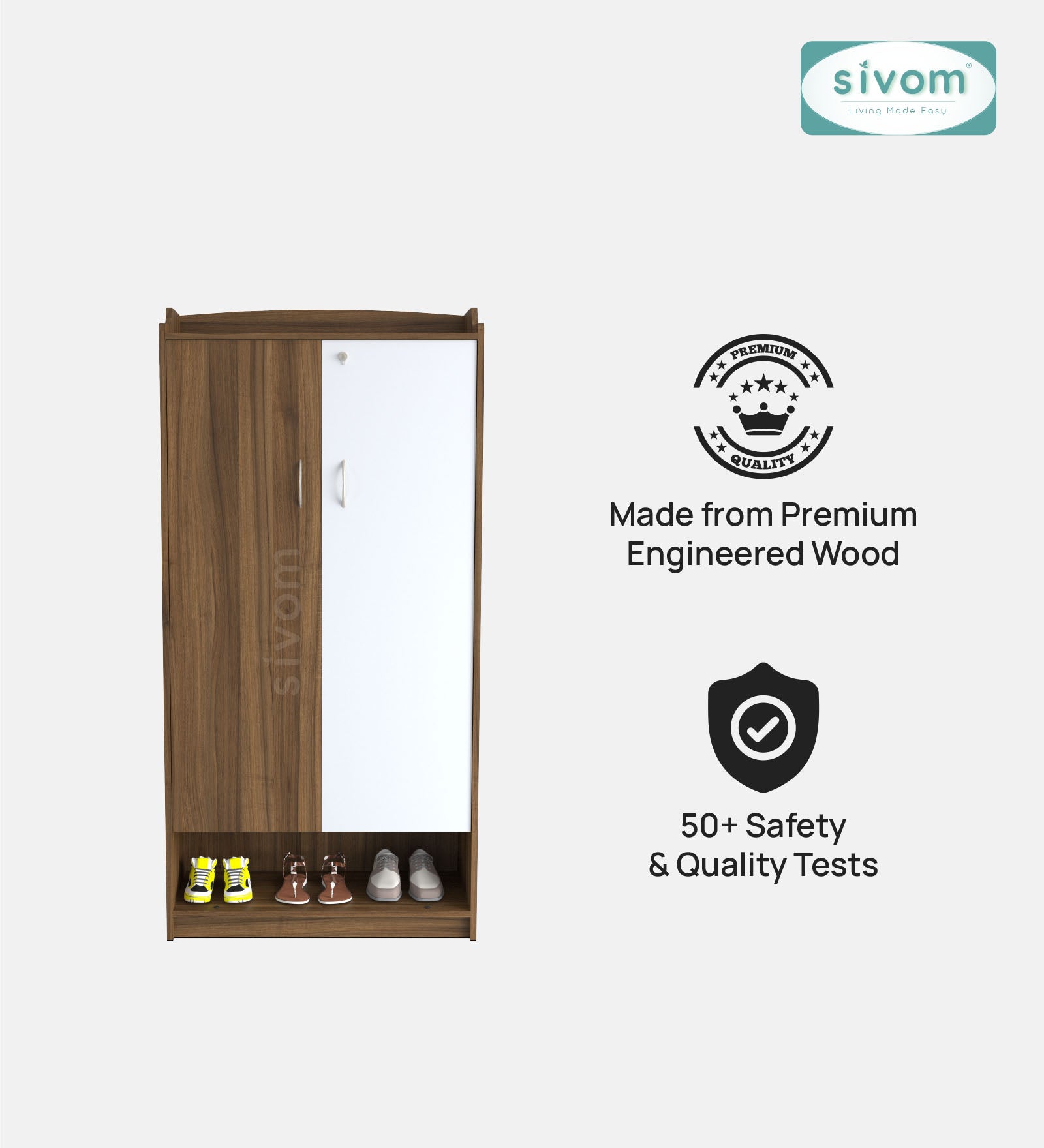 SIVOM Gravity Engineered Wood Shoe Rack (, 4 Shelves, Knock Down) for Modern Homes | Elegant Design & Premium Finish