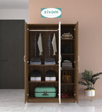 Sivom SIVOM Grover Multipurpose 3 Door Wardrobe / Spacious Shelves with Hanging Rail Engineered Wood 3 Door Wardrobe for Modern Homes | Elegant Design & Premium Finish