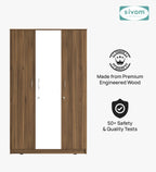 Sivom SIVOM Grover Multipurpose 3 Door Wardrobe / Spacious Shelves with Hanging Rail Engineered Wood 3 Door Wardrobe for Modern Homes | Elegant Design & Premium Finish