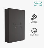 Sivom SIVOM Grover Multipurpose 3 Door Wardrobe / Spacious Shelves with Hanging Rail Engineered Wood 3 Door Wardrobe for Modern Homes | Elegant Design & Premium Finish