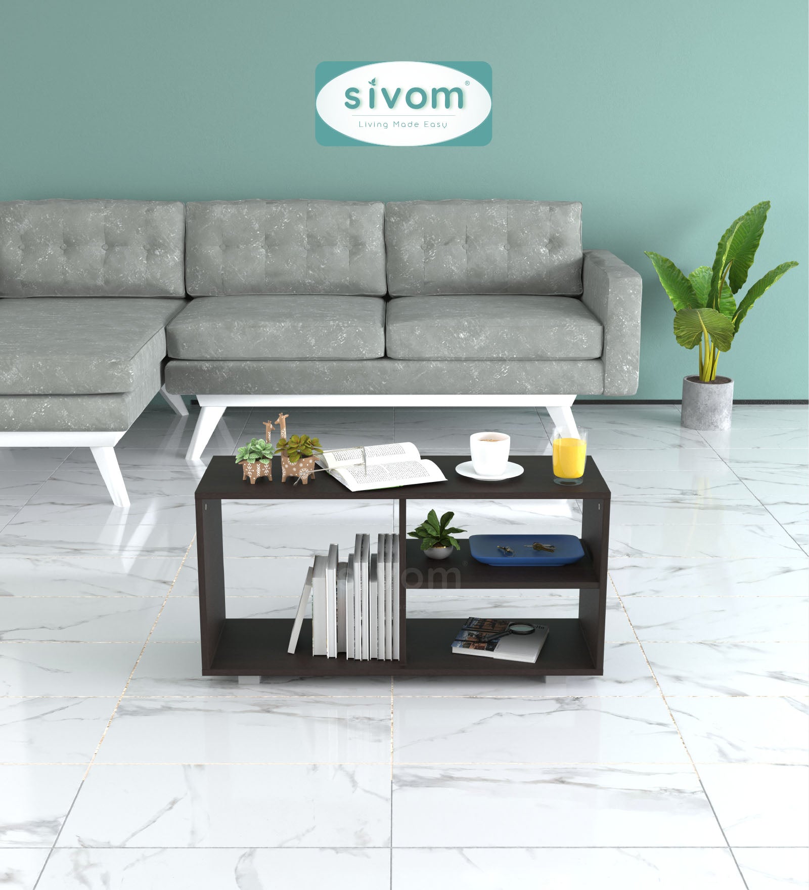 Sivom SIVOM Halen Multipurpose Centre Table / Engineered Wood Coffee Table for Modern Homes | Elegant Design & Premium Finish