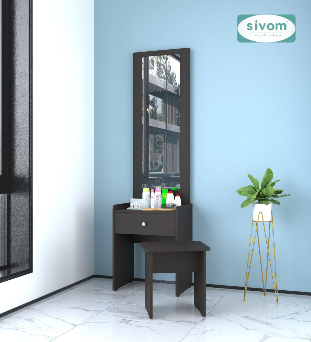 Sivom SIVOM Halo Dressing Table with Stool Engineered Wood Dressing Table for Modern Homes | Elegant Design & Premium Finish