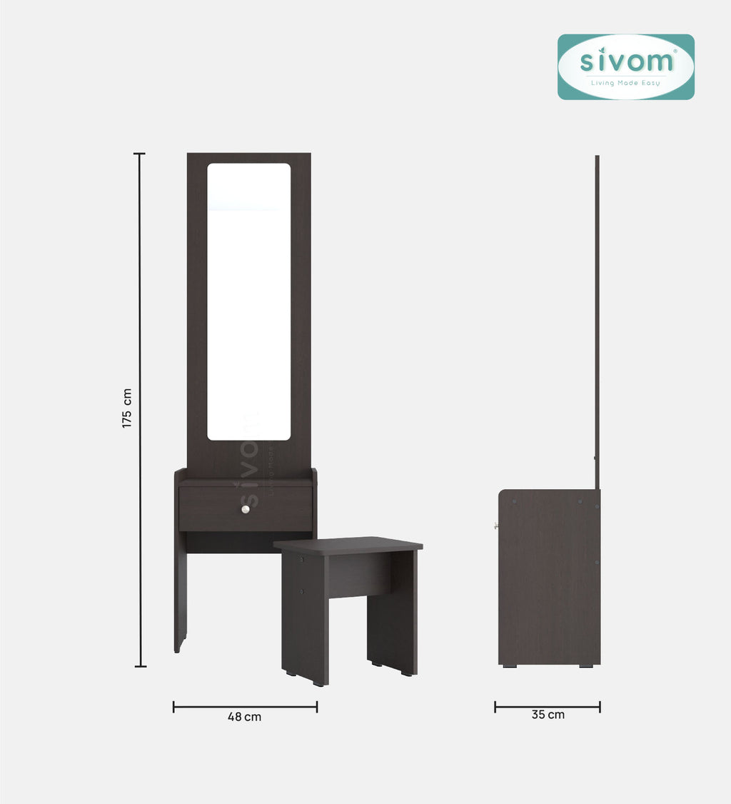 Sivom SIVOM Halo Dressing Table with Stool Engineered Wood Dressing Table for Modern Homes | Elegant Design & Premium Finish