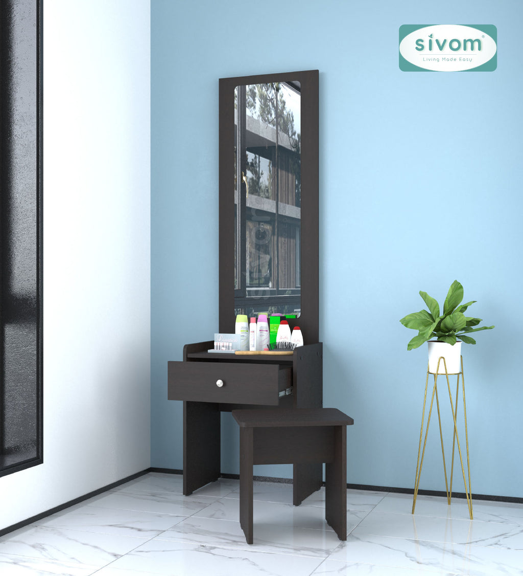 Sivom SIVOM Halo Dressing Table with Stool Engineered Wood Dressing Table for Modern Homes | Elegant Design & Premium Finish