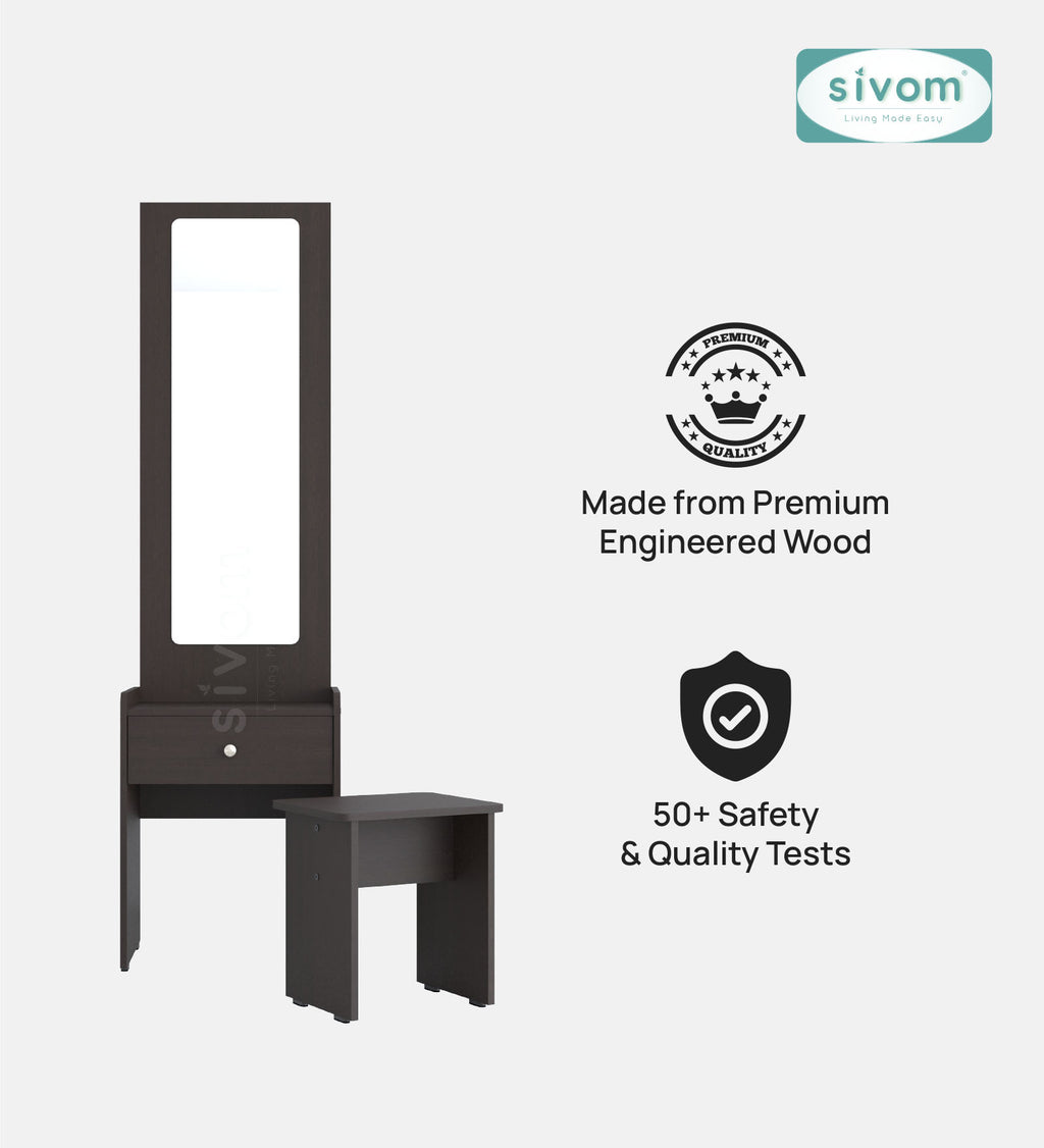 Sivom SIVOM Halo Dressing Table with Stool Engineered Wood Dressing Table for Modern Homes | Elegant Design & Premium Finish