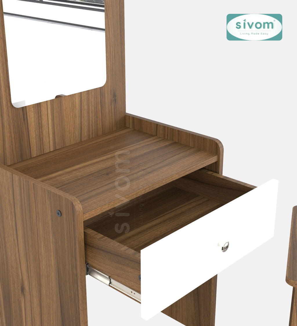 Sivom SIVOM Halo Dressing Table with Stool Engineered Wood Dressing Table for Modern Homes | Elegant Design & Premium Finish