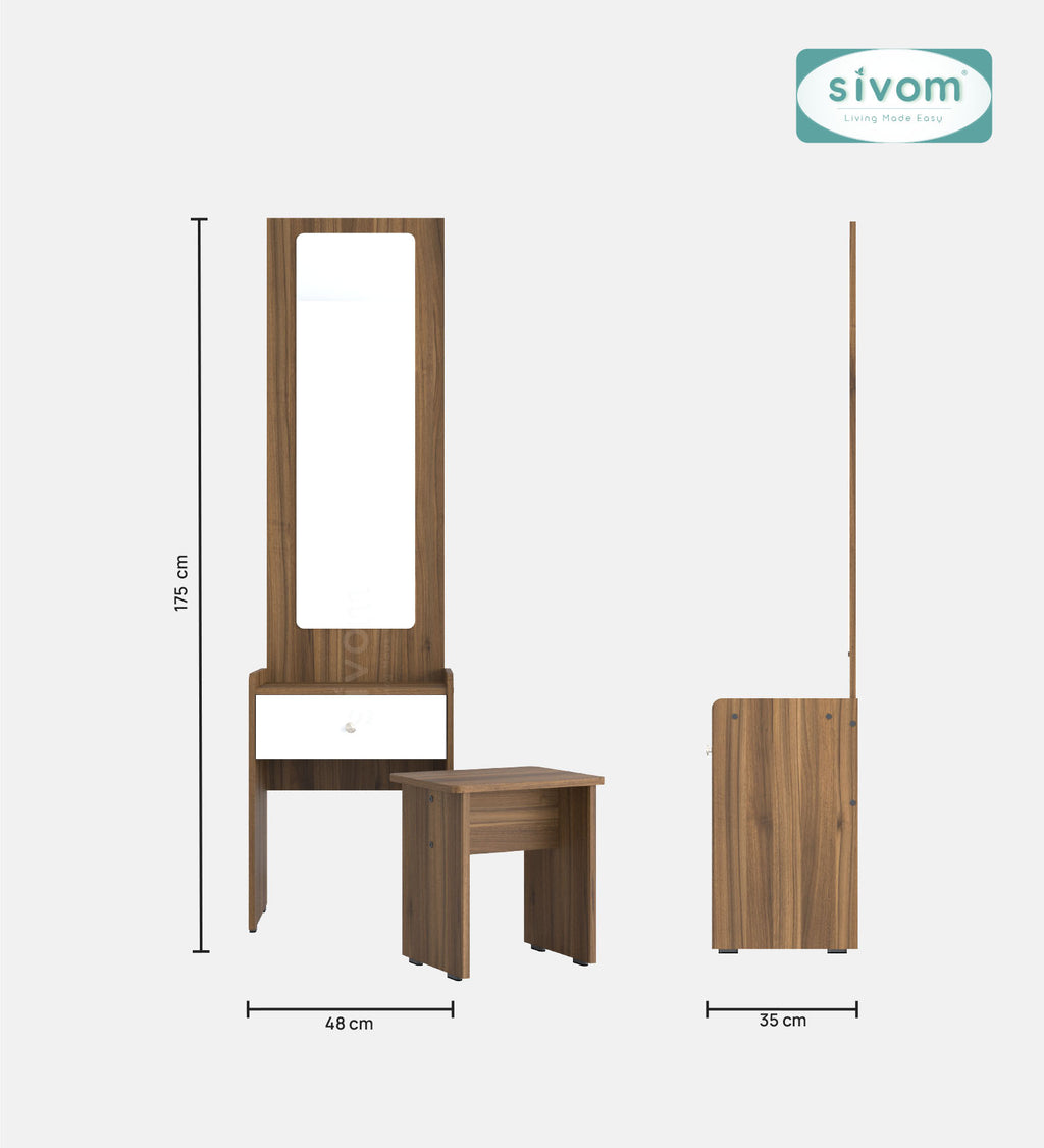 Sivom SIVOM Halo Dressing Table with Stool Engineered Wood Dressing Table for Modern Homes | Elegant Design & Premium Finish
