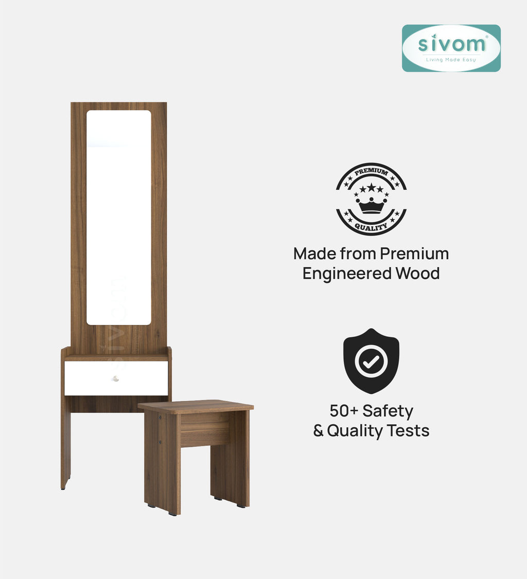 Sivom SIVOM Halo Dressing Table with Stool Engineered Wood Dressing Table for Modern Homes | Elegant Design & Premium Finish