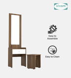 Sivom SIVOM Halo Dressing Table with Stool Engineered Wood Dressing Table for Modern Homes | Elegant Design & Premium Finish