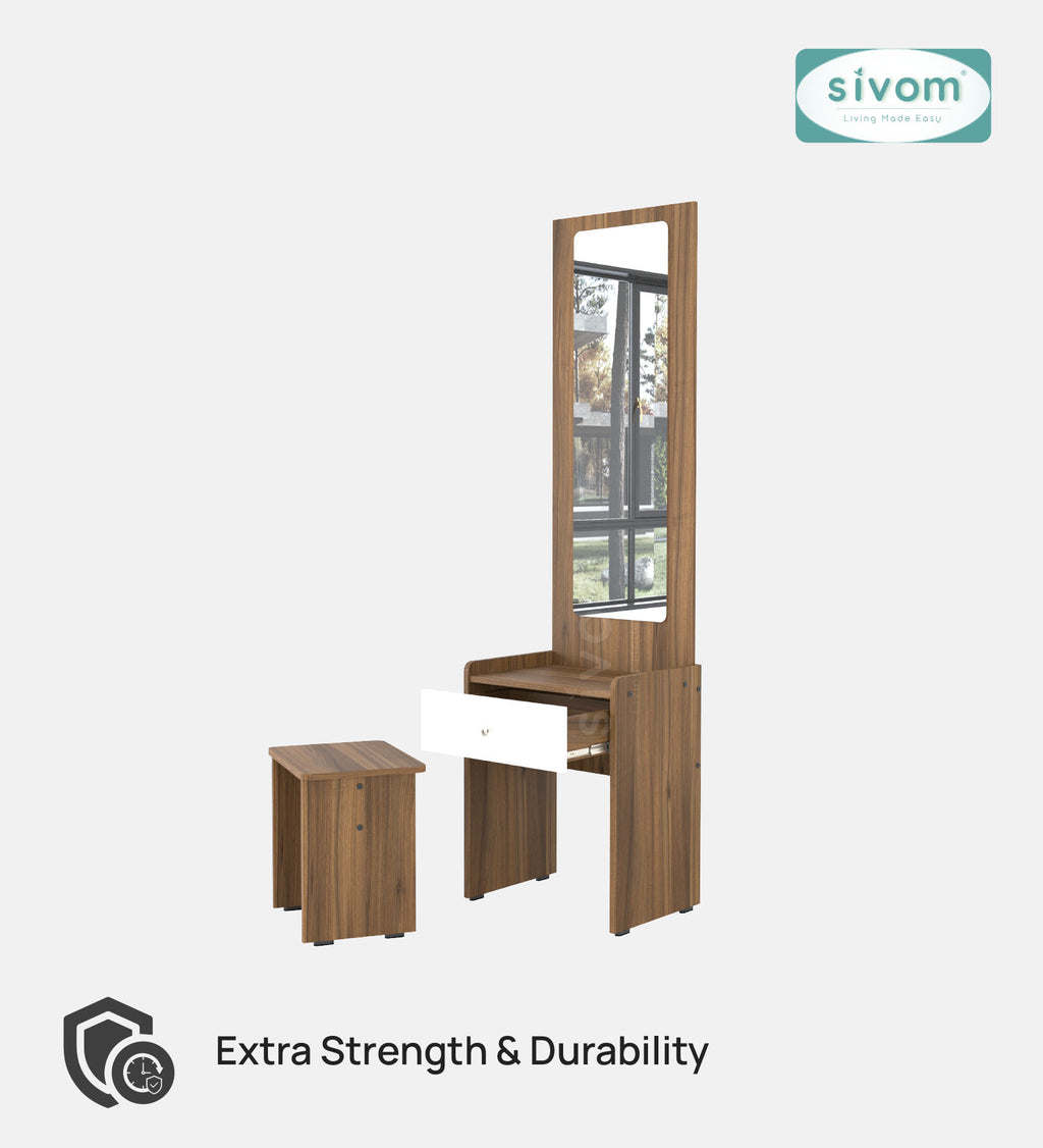 Sivom SIVOM Halo Dressing Table with Stool Engineered Wood Dressing Table for Modern Homes | Elegant Design & Premium Finish