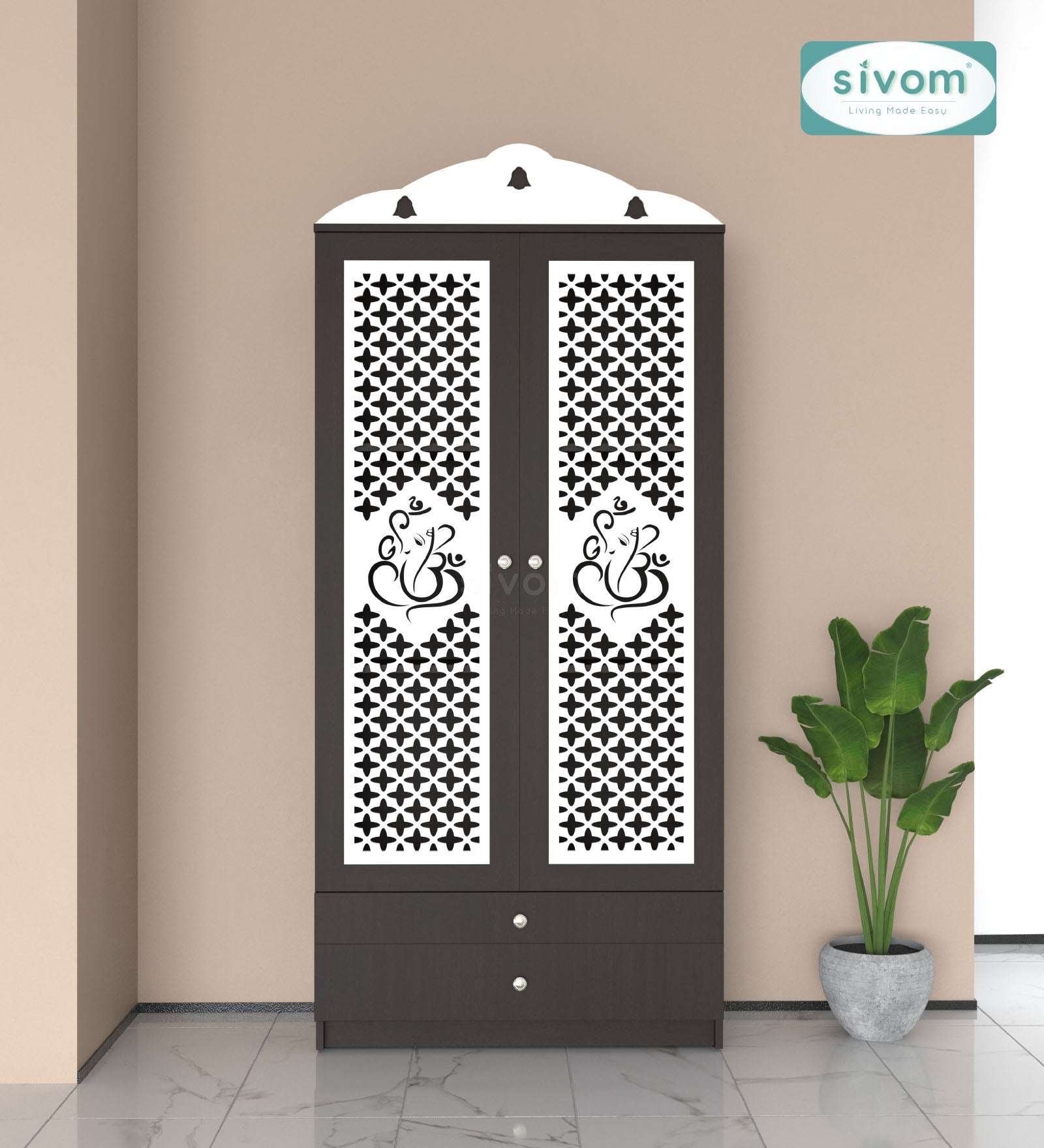 Sivom furniture SIVOM Harmony Home Temple/Pooja Unit/Home Mandir/ Engineered Wood Home Temple (Height: 167, Knock Down) for Modern Homes | Elegant Design & Premium Finish