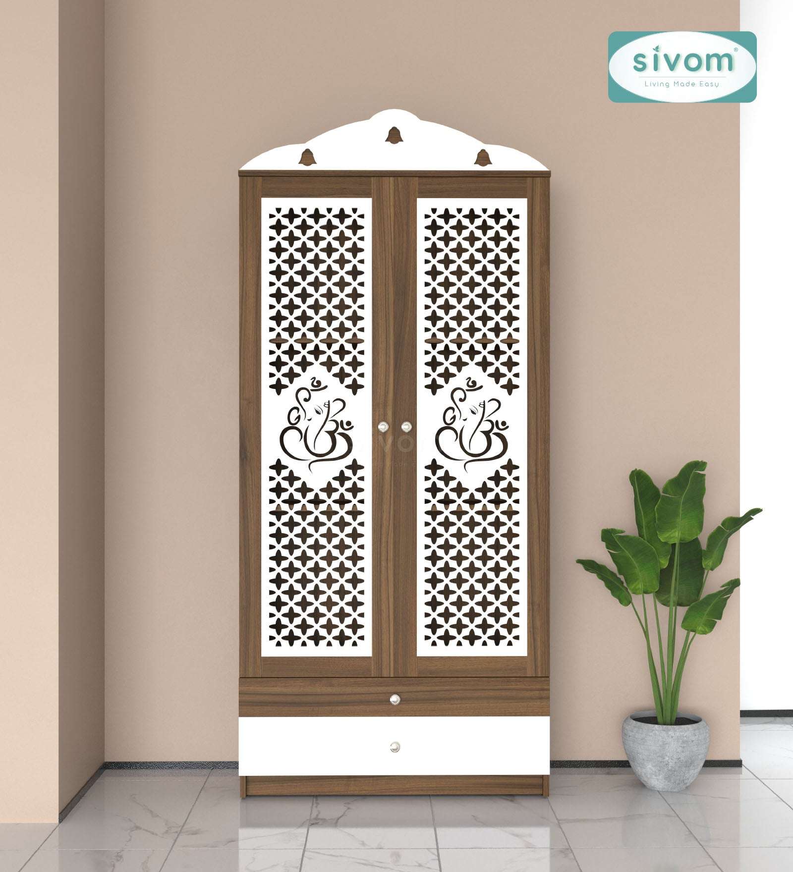 Sivom furniture SIVOM Harmony Home Temple/Pooja Unit/Home Mandir/ Engineered Wood Home Temple (Height: 167, Knock Down) for Modern Homes | Elegant Design & Premium Finish