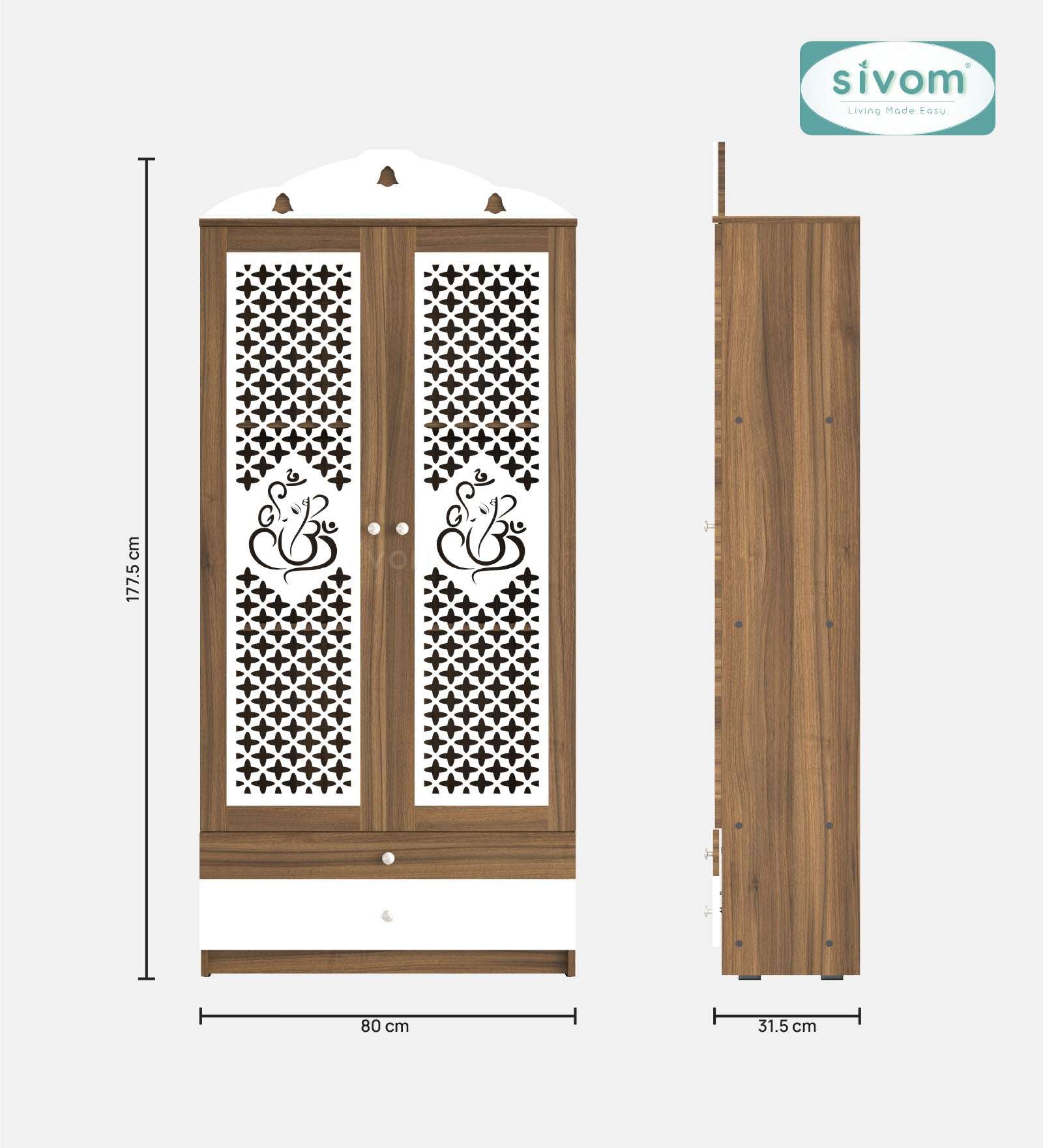 Sivom furniture SIVOM Harmony Home Temple/Pooja Unit/Home Mandir/ Engineered Wood Home Temple (Height: 167, Knock Down) for Modern Homes | Elegant Design & Premium Finish