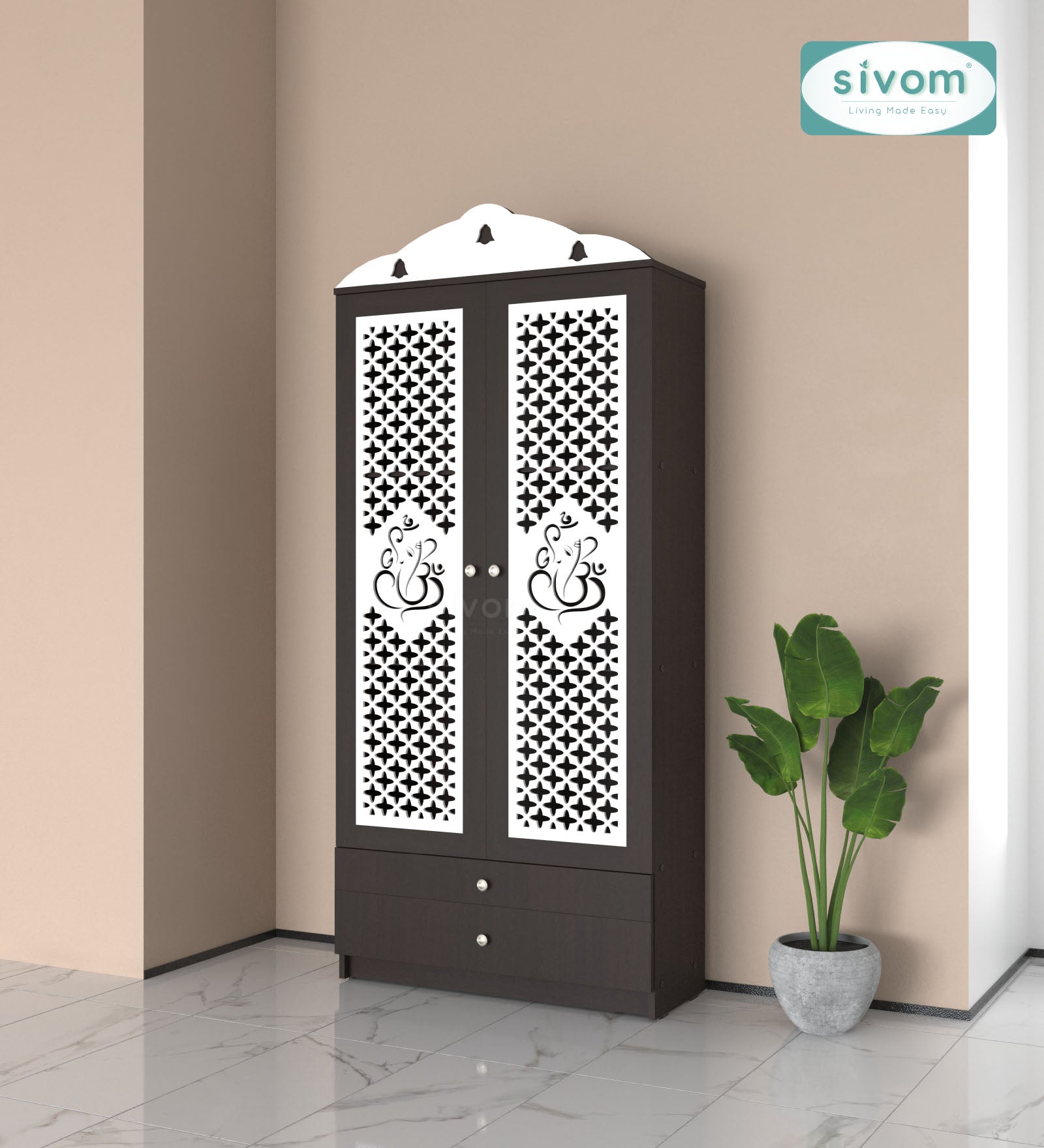 Sivom furniture SIVOM Harmony Home Temple/Pooja Unit/Home Mandir/ Engineered Wood Home Temple (Height: 167, Knock Down) for Modern Homes | Elegant Design & Premium Finish