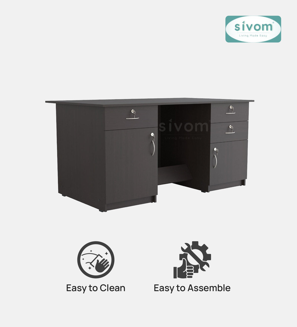 SIVOM Heads Engineered Wood Executive Desk | Elegant Design & Premium Finish