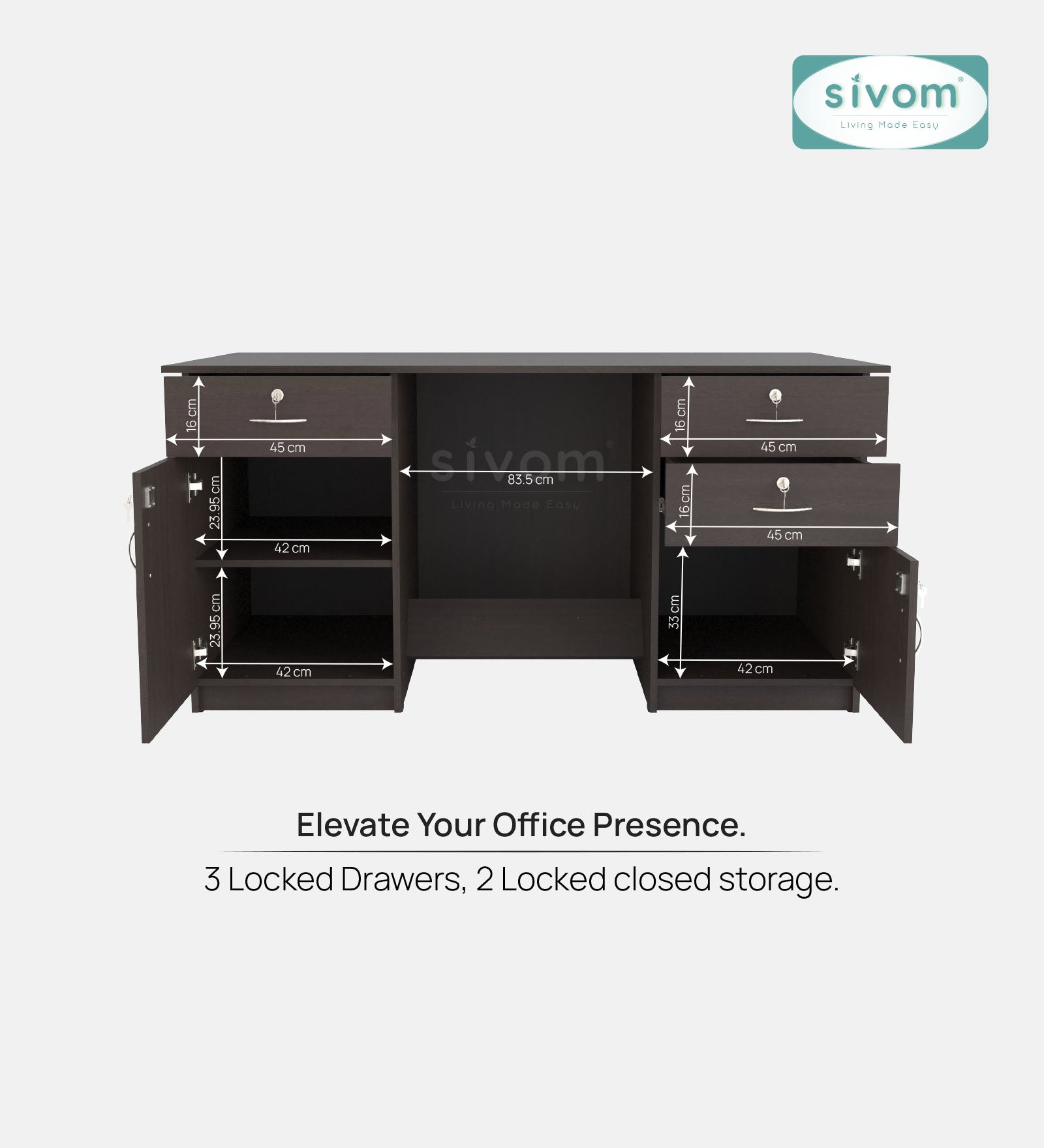 SIVOM Heads Engineered Wood Executive Desk | Elegant Design & Premium Finish