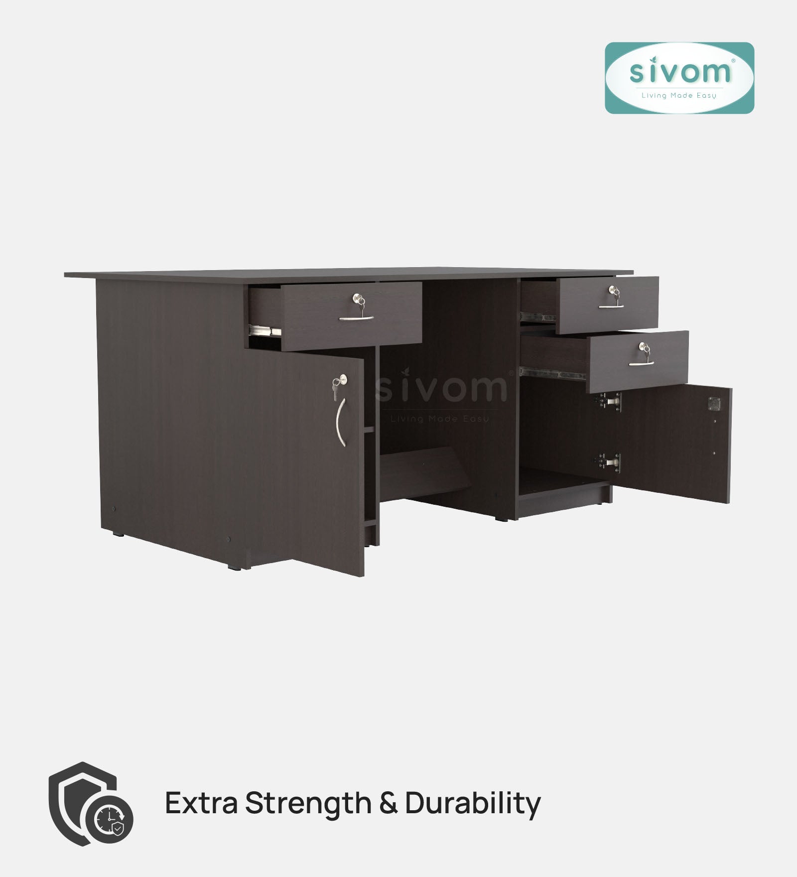 SIVOM Heads Engineered Wood Executive Desk | Elegant Design & Premium Finish