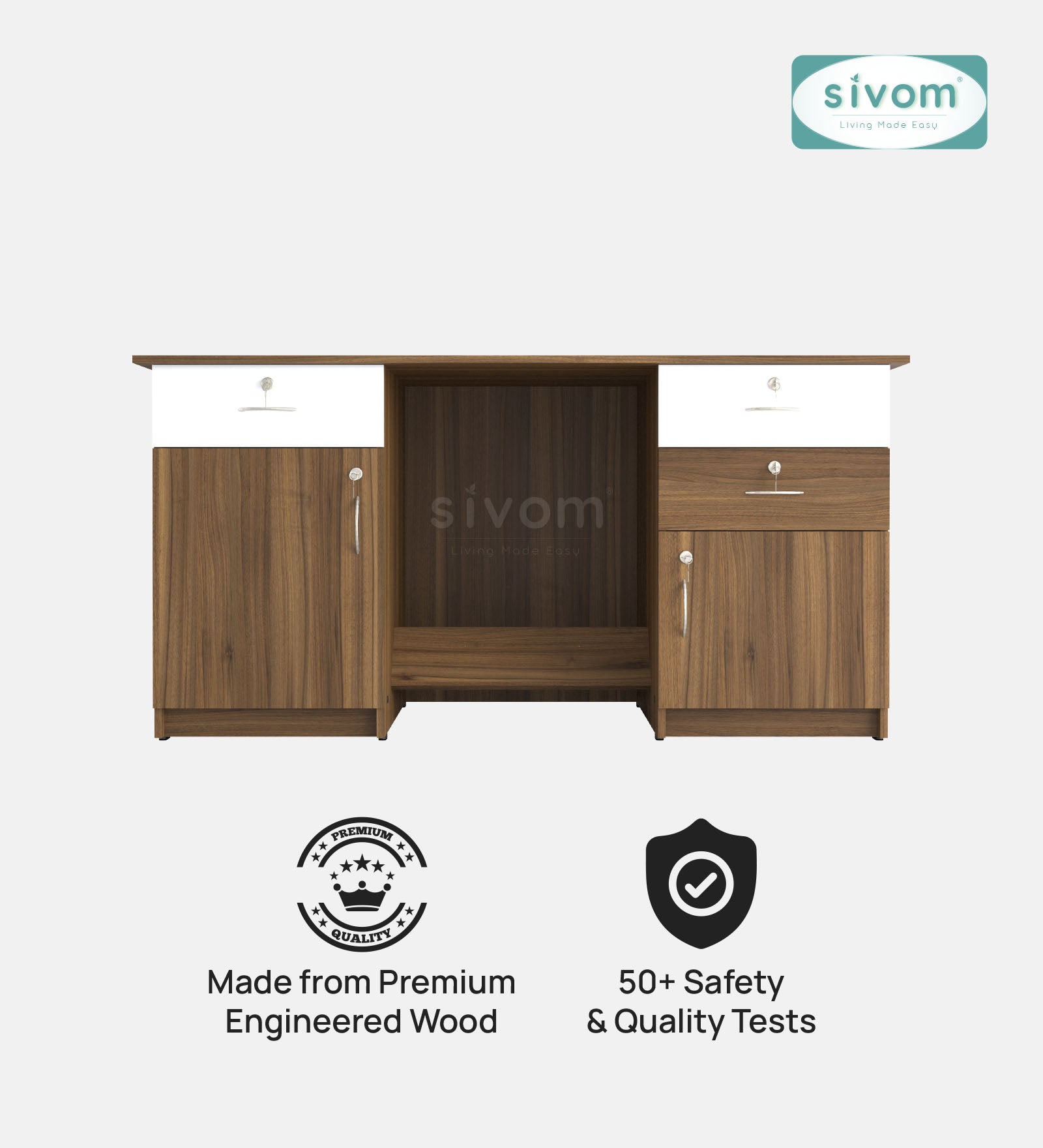 SIVOM Heads Engineered Wood Executive Desk | Elegant Design & Premium Finish